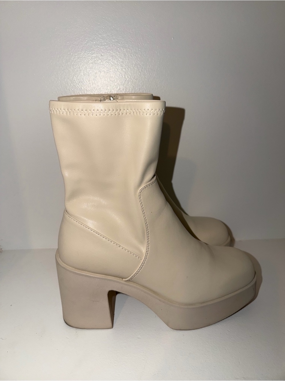 Aldo Cream Platform Ankle Boots